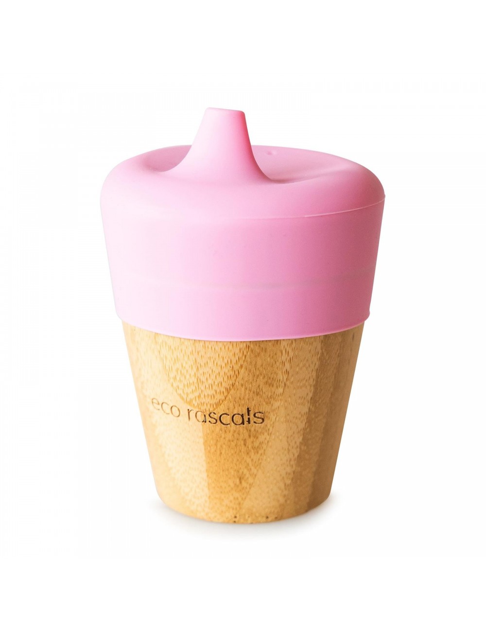 ECORASCALS Kubek bambusowy o pojemności 190 ml z silikonową nakładką w kolorze różowy