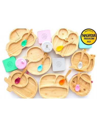 ECORASCALS Kubek bambusowy o pojemności 190 ml z silikonową nakładką w kolorze różowy